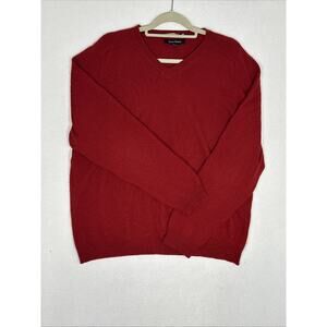 VTG GLEN ROYAL V-Neck Sweater Men's Size L- Red - 100% Cashmere Preppy Old Money